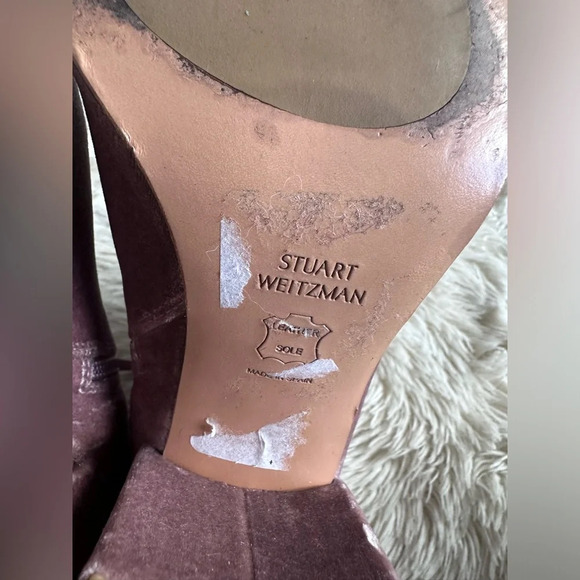 Stuart Weitzman Trendy Canvel Bootie In Candy Pink Velvet Block Heel Size 7M - Picture 13 of 16